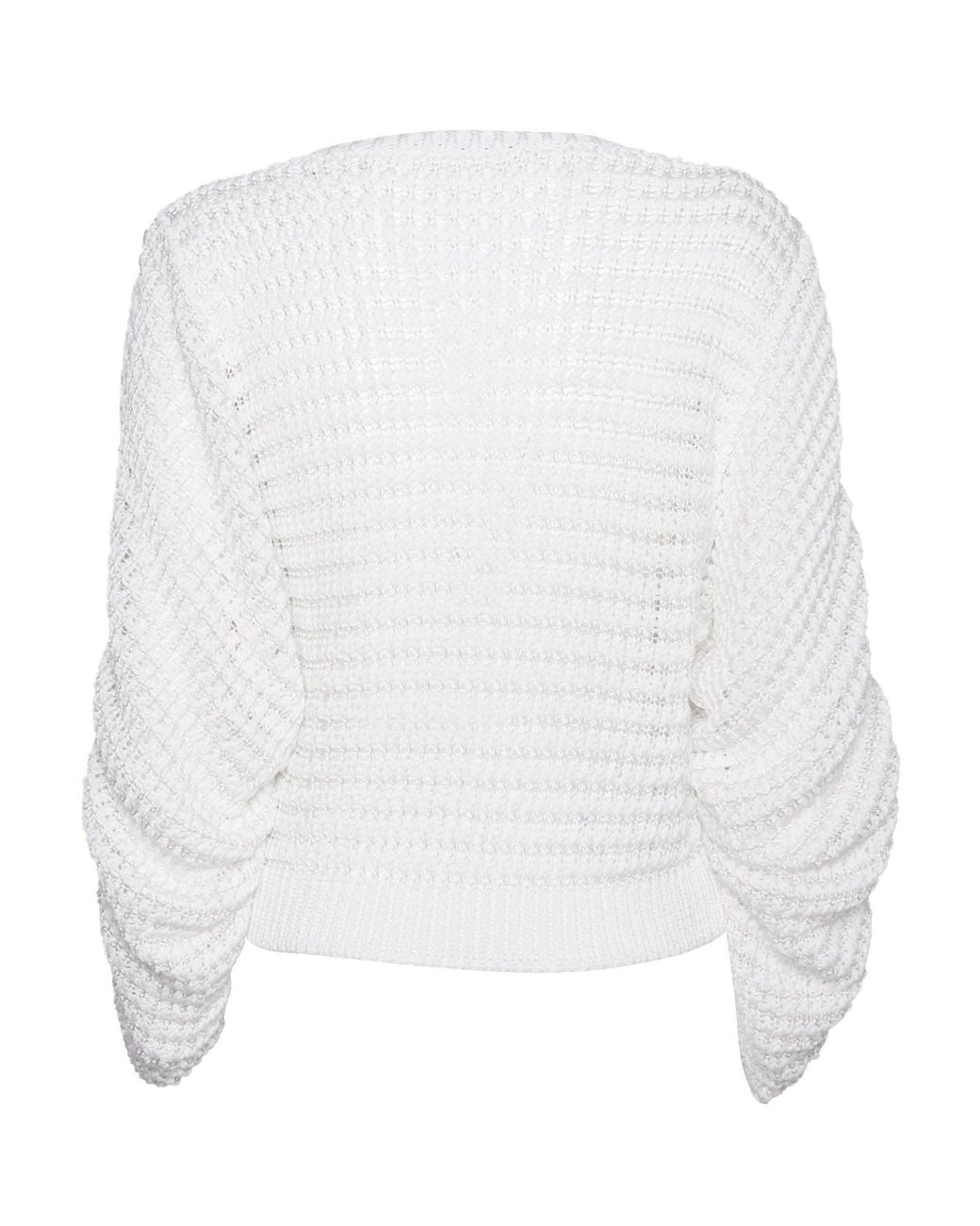 Alberta Ferretti White Round Neck Sweater With Textured Pattern
