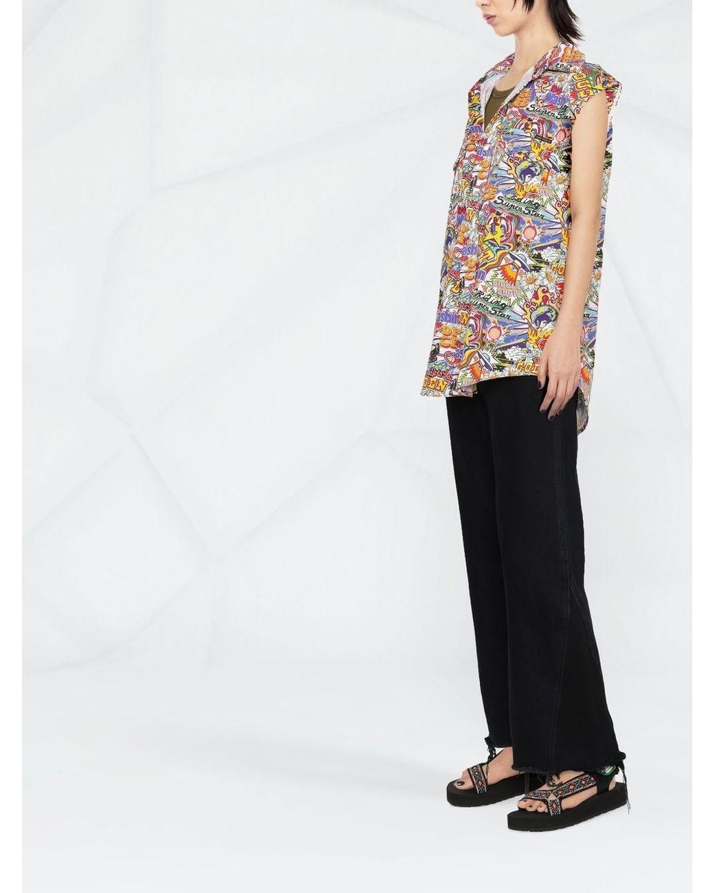 Washington DEE-CEE U.S.A. Blouse Met Print in het White