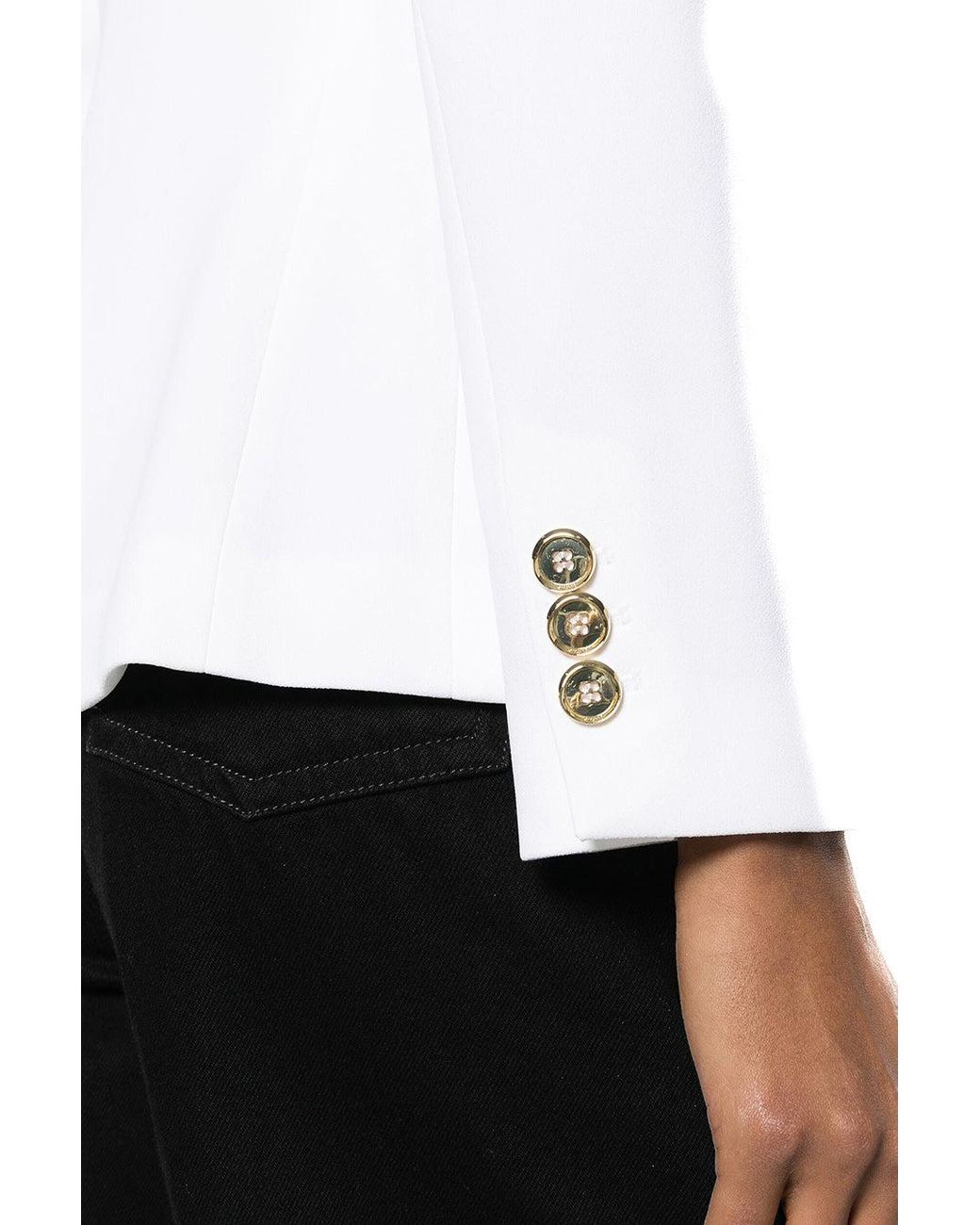 Pinko White Double-Breasted Blazer With Button Accents And Tailored Fit