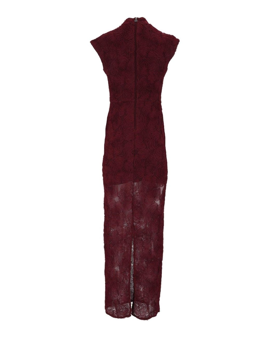 ROTATE BIRGER CHRISTENSEN Purple Tight-Fit Floral Mesh Maxi Dress