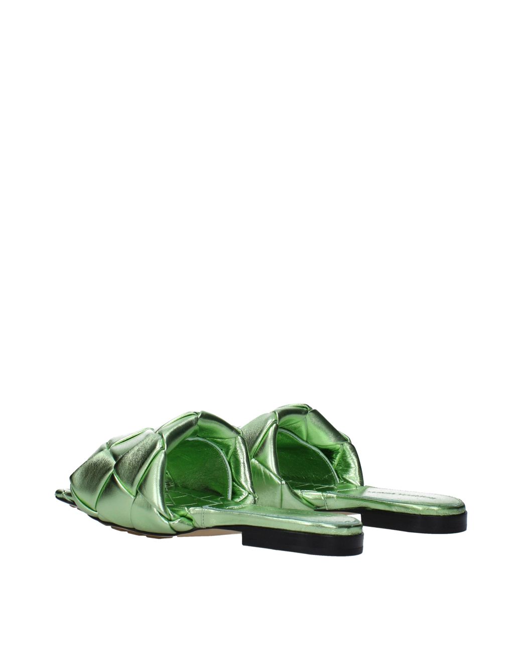 Bottega Veneta Green Flat Lido Sandals