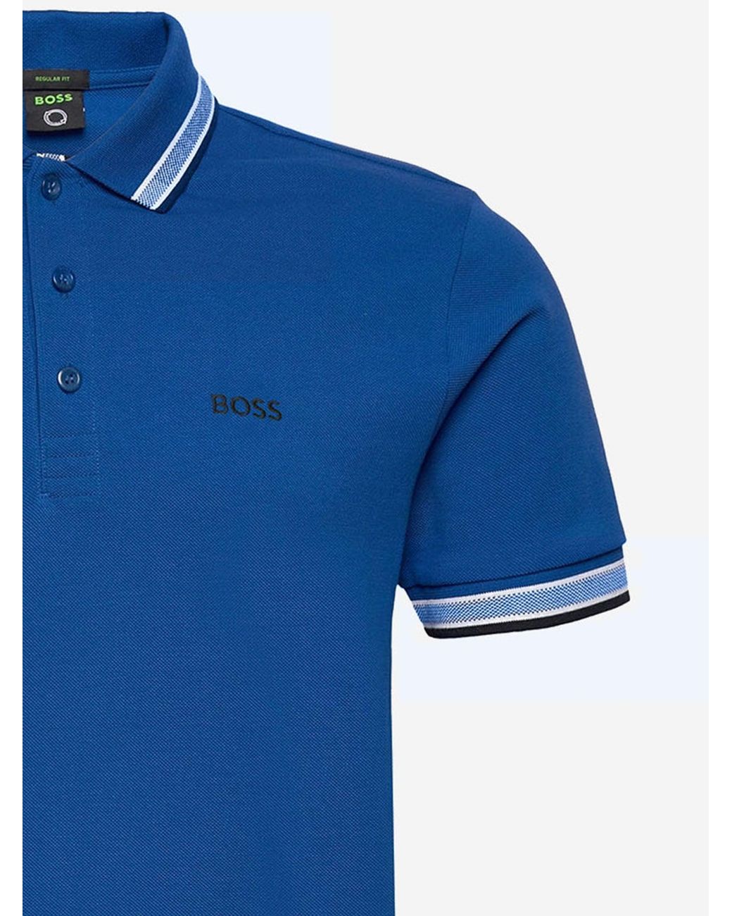 Boss Blue Cotton Piqué Polo Shirt With Logo for men
