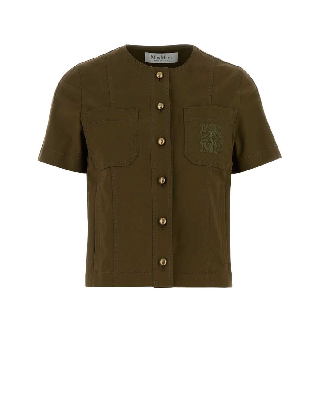 Max Mara Green Stretch Cotton Zanzara Blouse