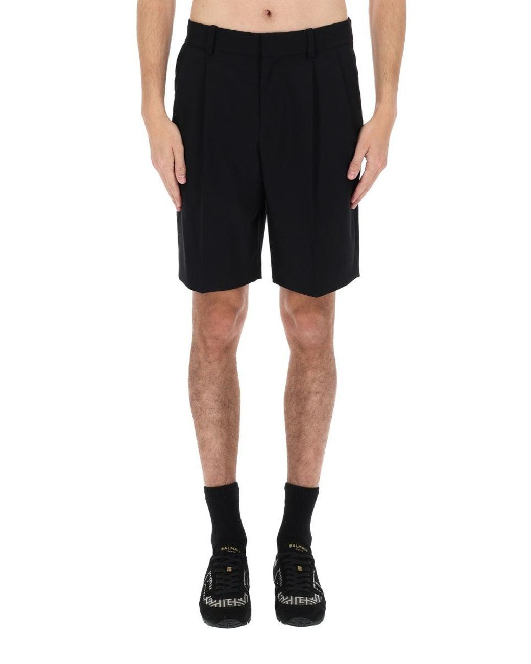 Balmain Black Solid Shorts for men