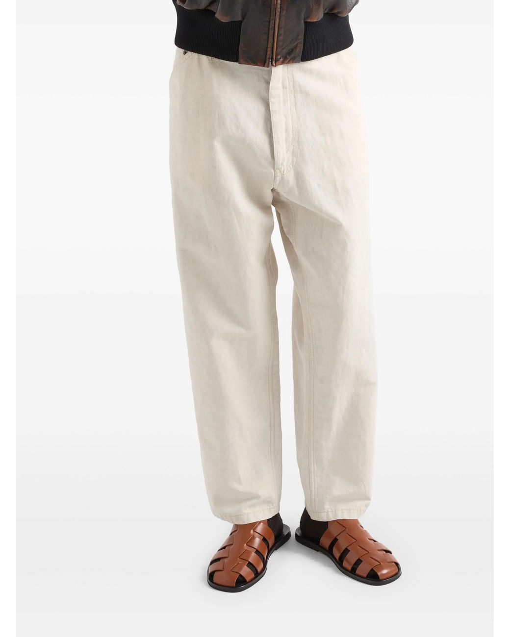 Prada White Chambray Pants for men