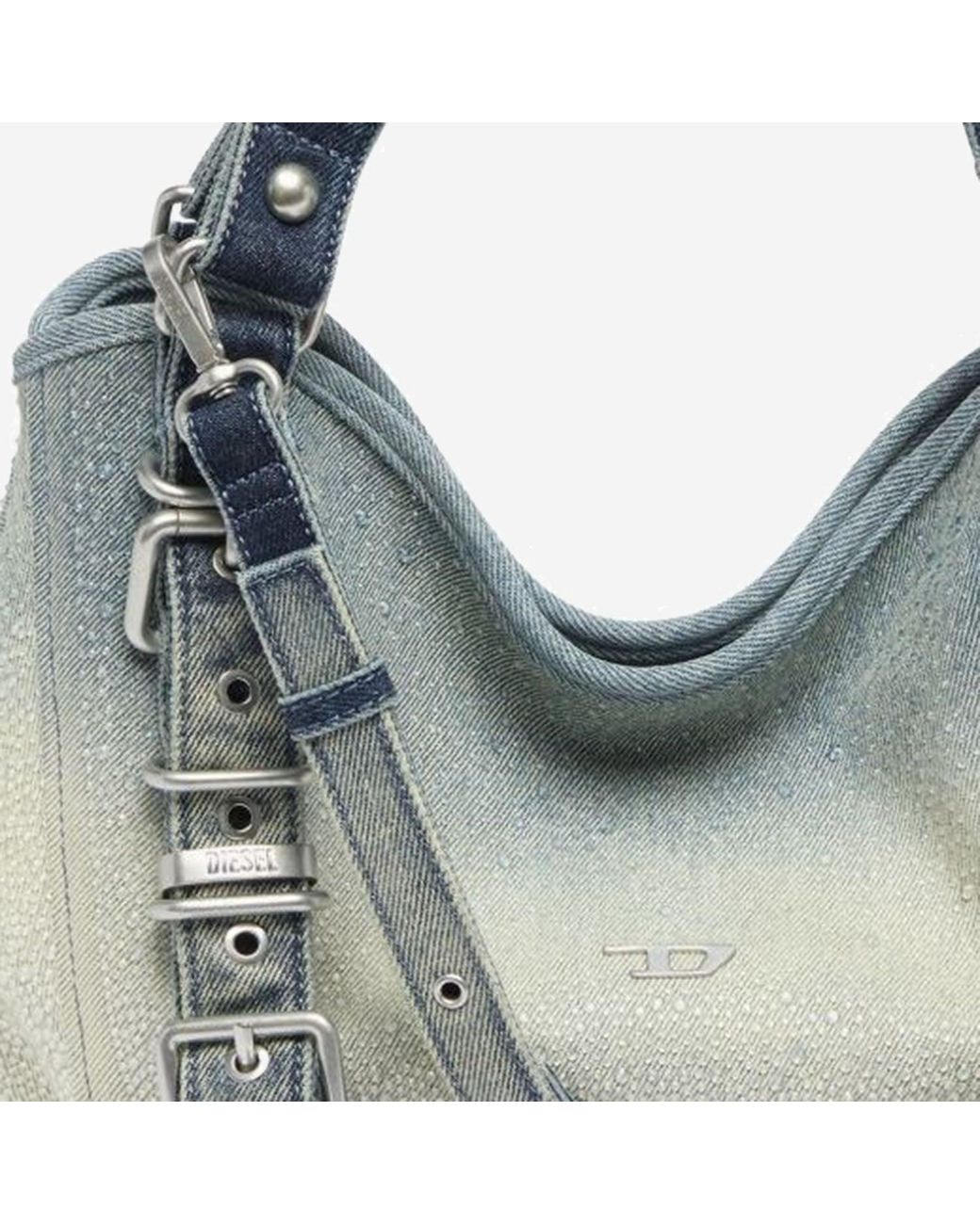 DIESEL Blue “D One” Cotton Denim Handbag