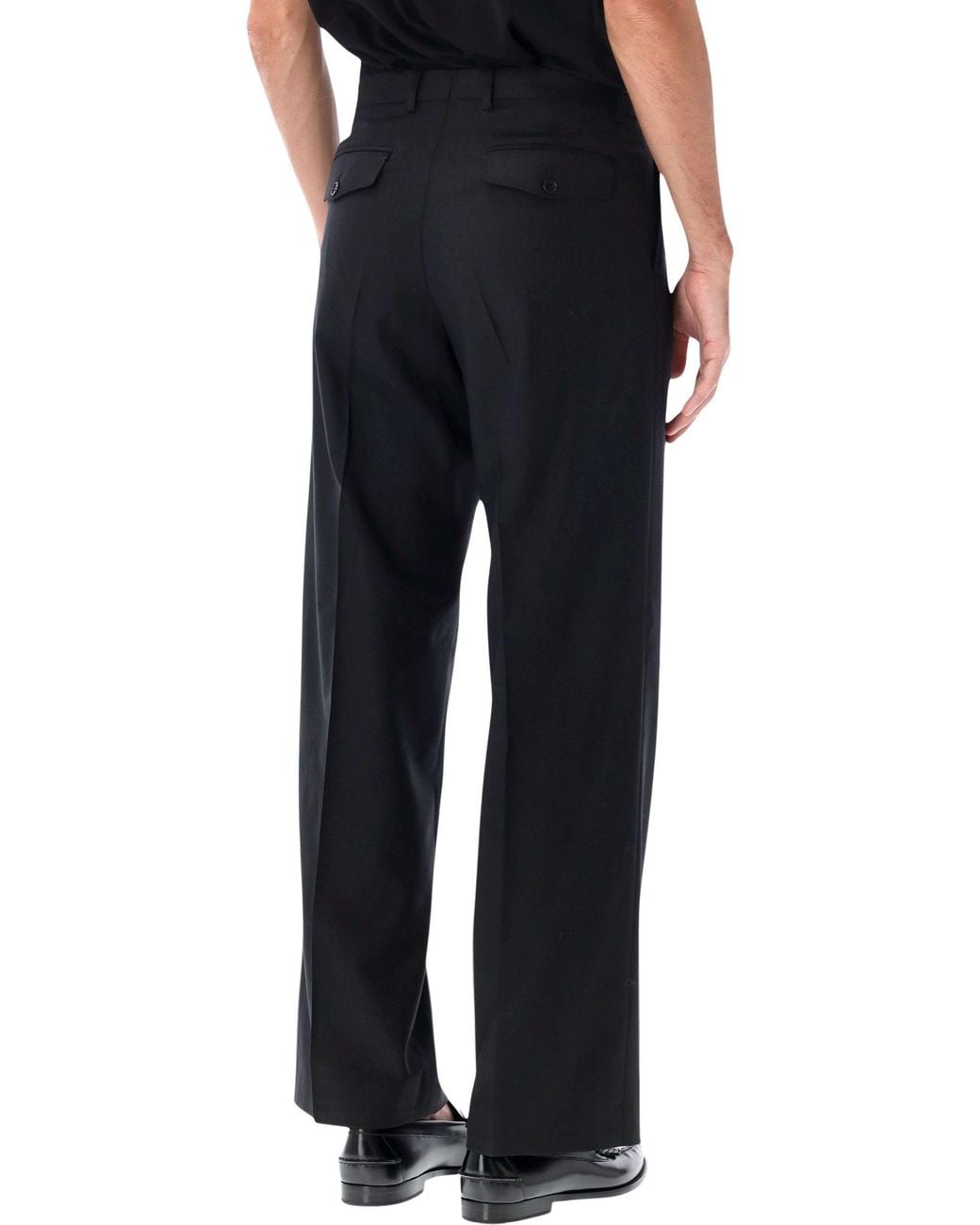 sunflower Black Wool Wide Pleated Trousers for men