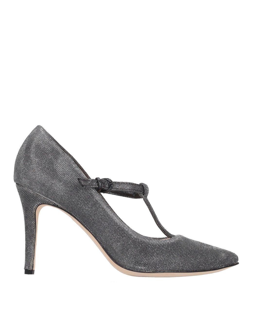 LA ROSE Gray Medium Lurex Pointed Pumps