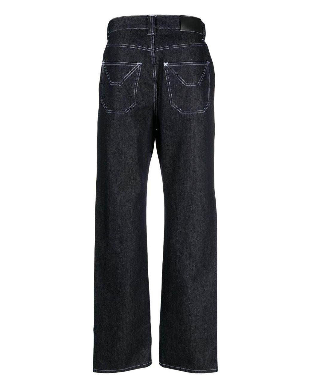Winnie NY Blue Contrast-Stitching Straight-Leg Jeans for men