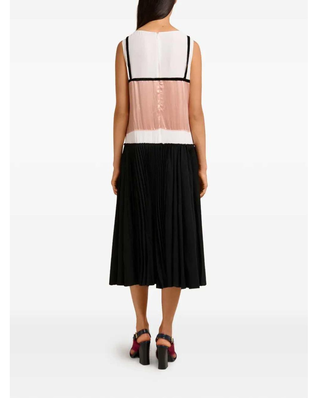 Marni Geplooide Midi-jurk Met Strik in het Black