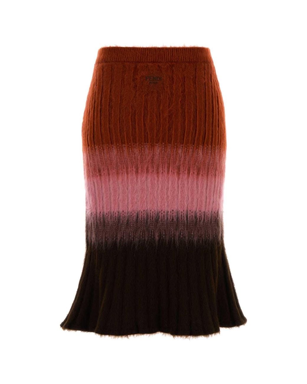 Fendi Red Skirt Wool Wm Degrad