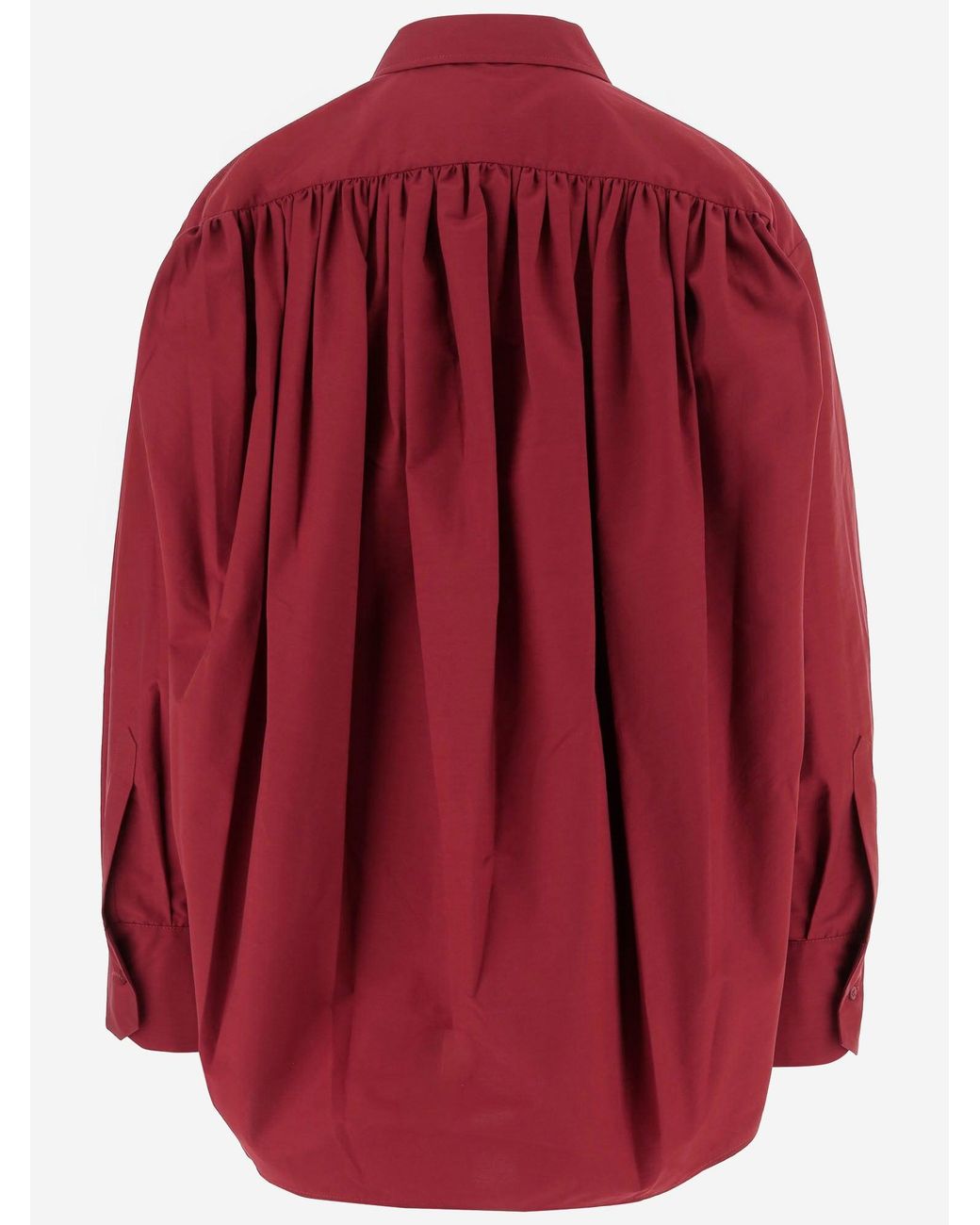 Sa Su Phi Red Cotton Blend Shirt With Ruffled Back