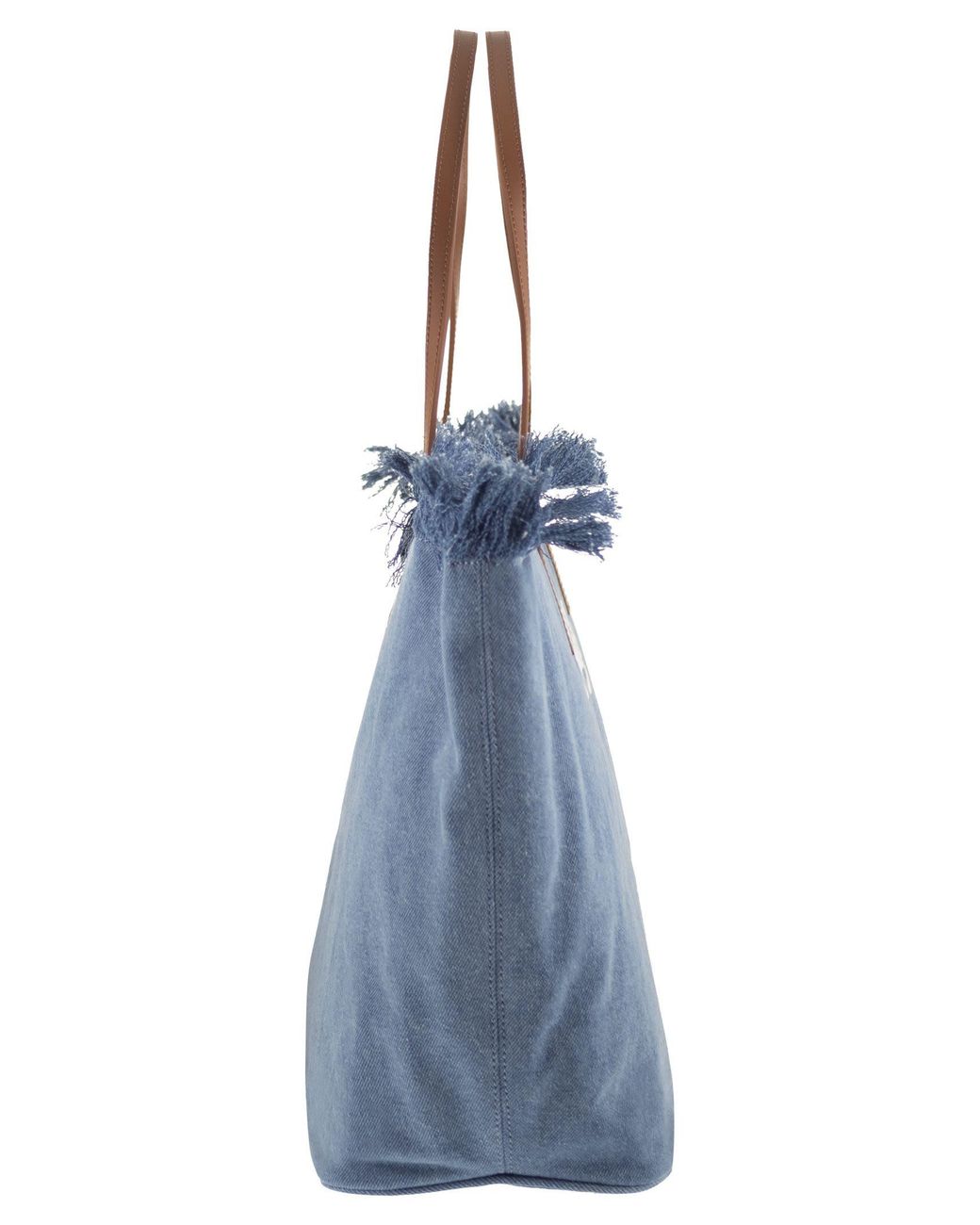 Mc2 Saint Barth Blue City Denim Shopper Bag With Embroidered Logo