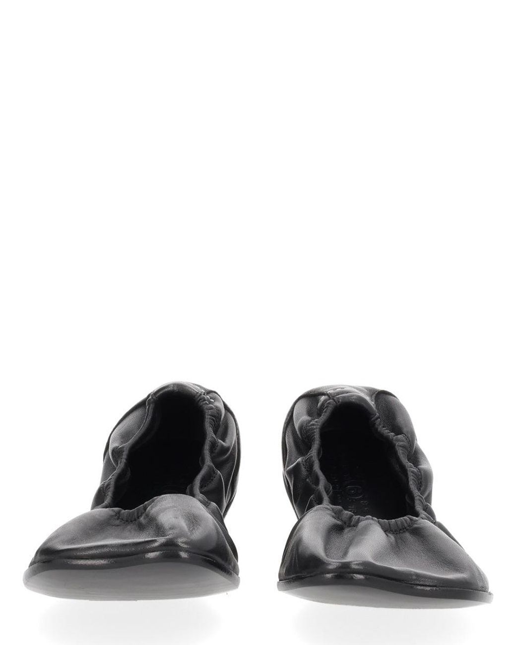 MM6 by Maison Margiela Black Leather Ballet Flats