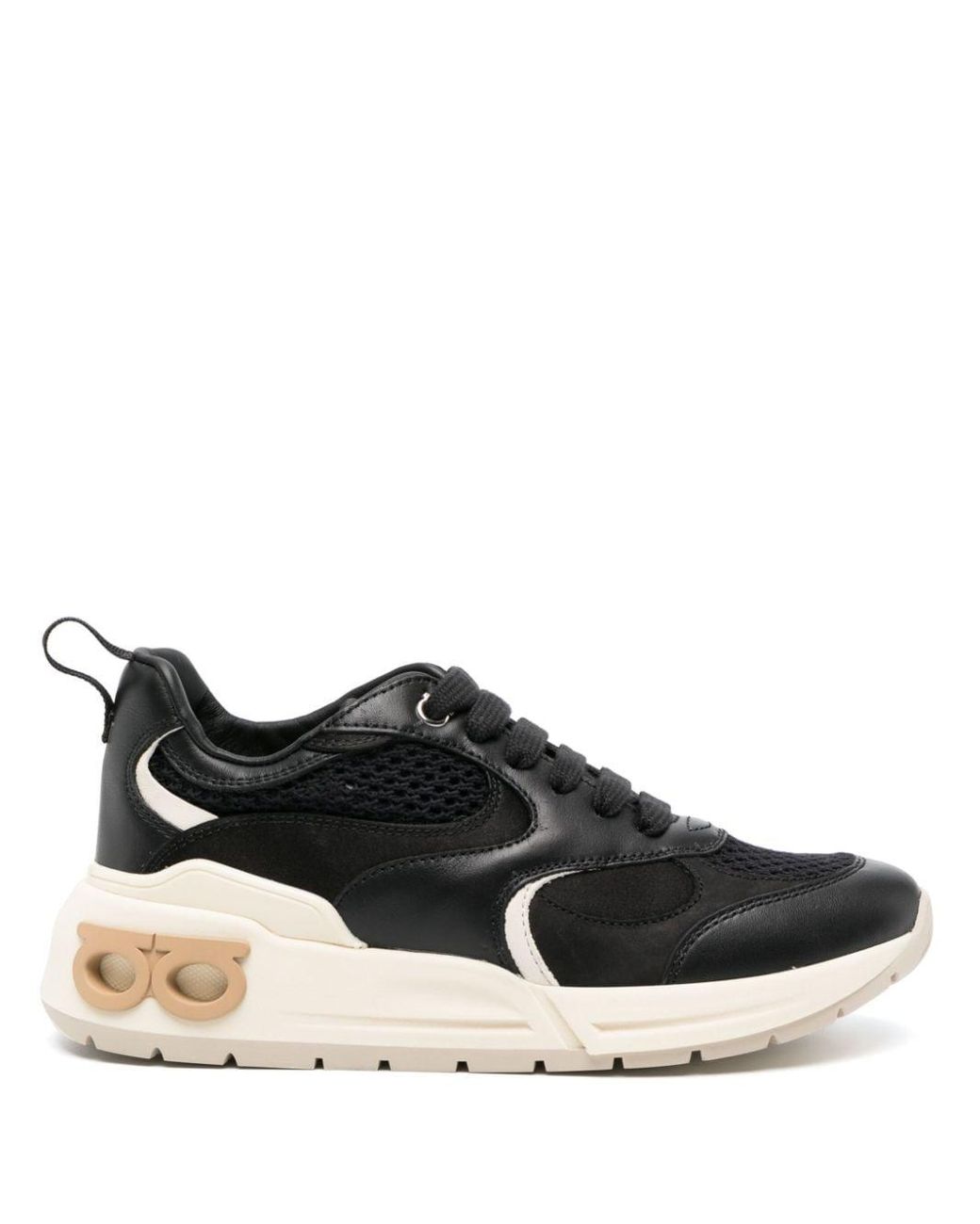 Ferragamo Black Cosma Gancini Panelled Sneakers