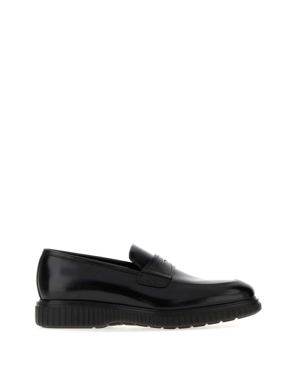 Ferragamo Black Leather Simone Loafers