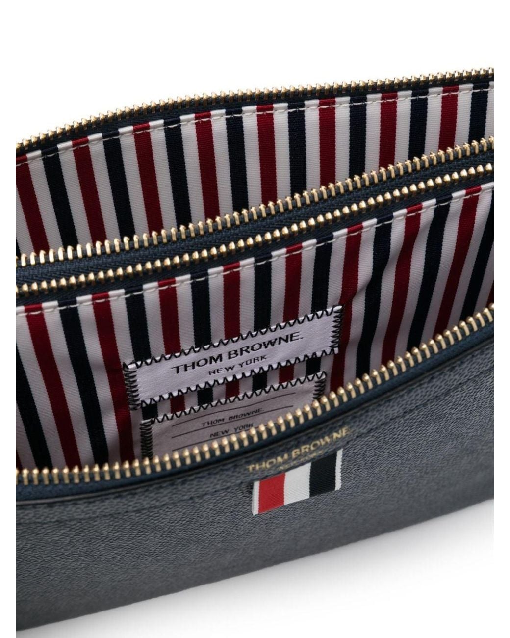 Thom Browne Blue Logo-Print Leather Cross Body Bag