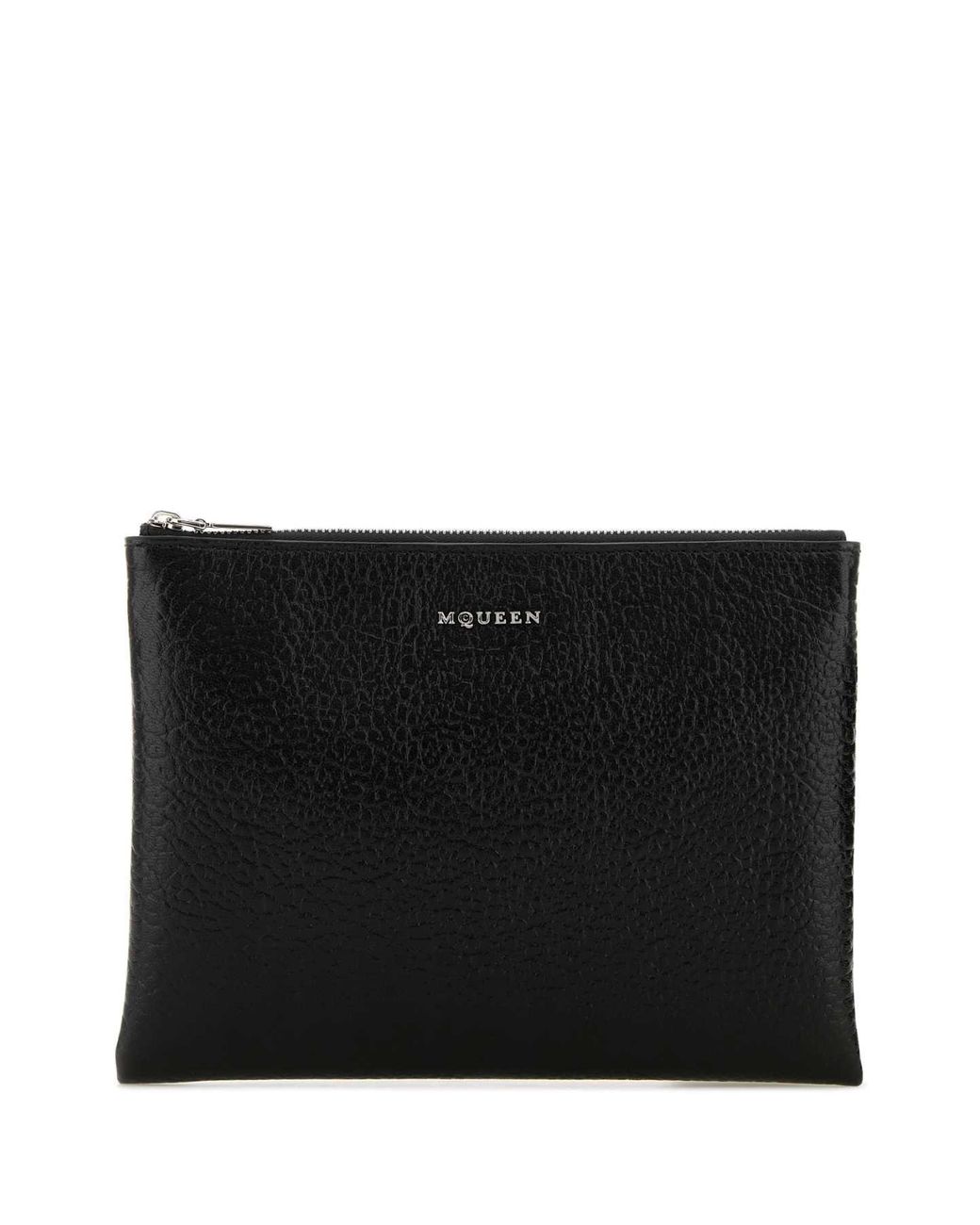 McQueen Black Leather Pouch for men