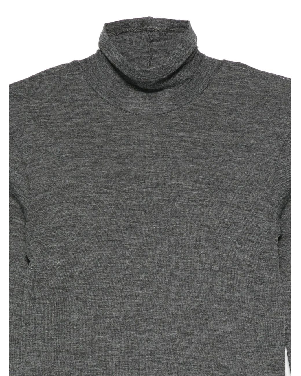 Forte_forte Gray Wool Ribbed Jersey Turtleneck T-Shirt Clothing