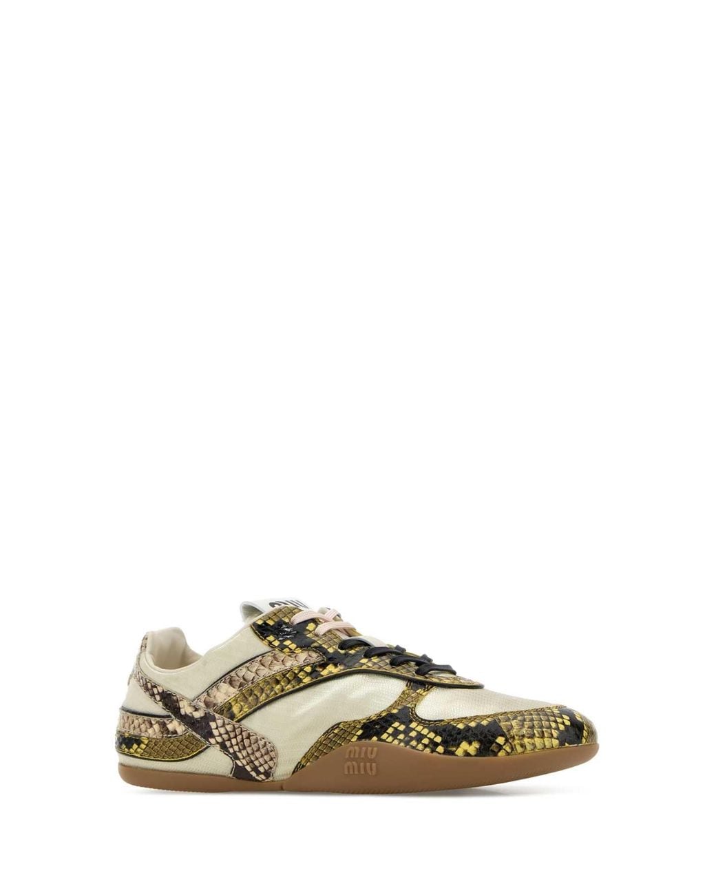 Miu Miu Green Fabric And Leather Sneakers
