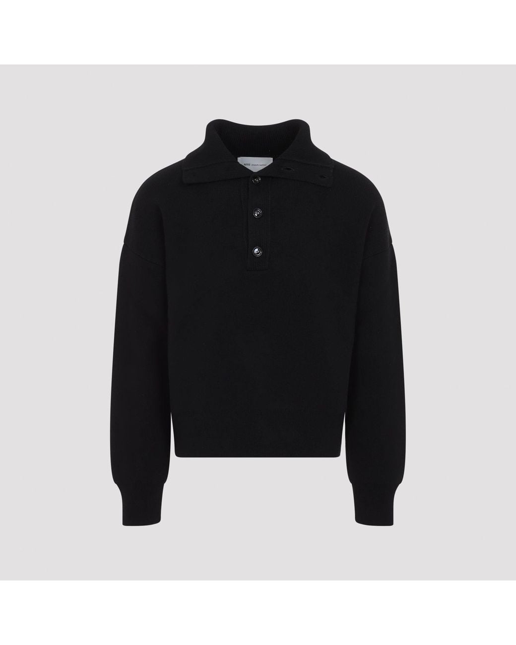 Pull Col Montant AMI en coloris Black