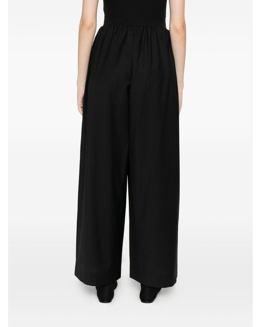 Totême Black Wool Drawstring Trousers