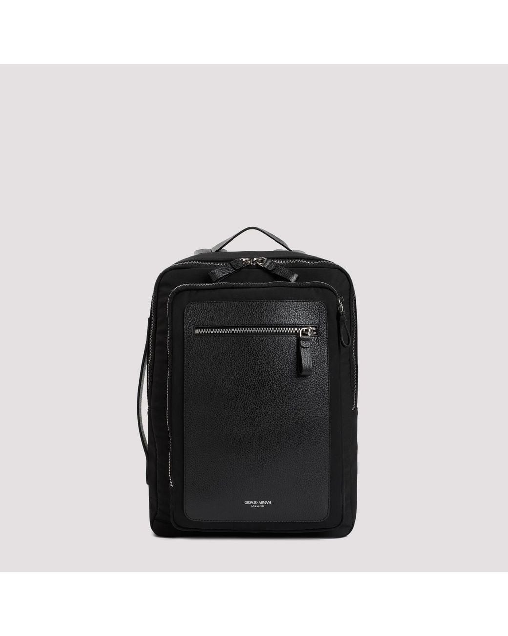 Giorgio Armani Black Premium Tech Fabric Backpack For Modern for men