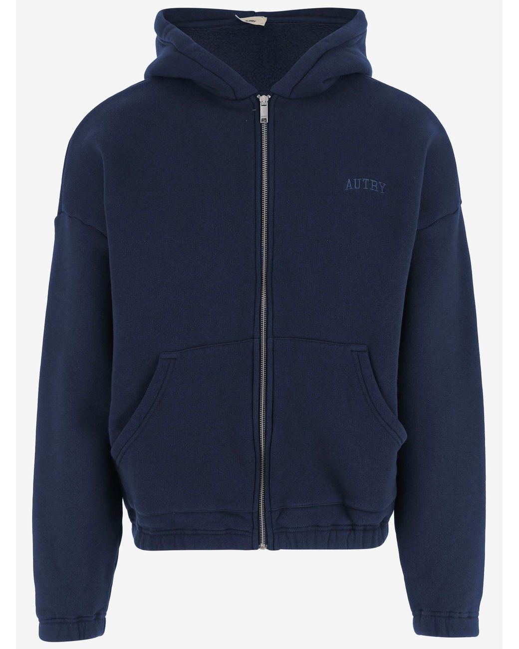 Autry Blue Cotton Zip-Up Hoodie Sweatshirts