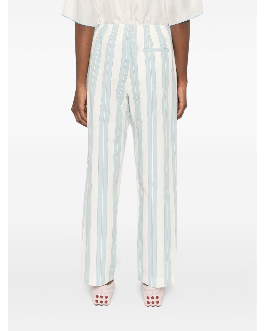 Forte_forte White Striped Drawstring Trousers