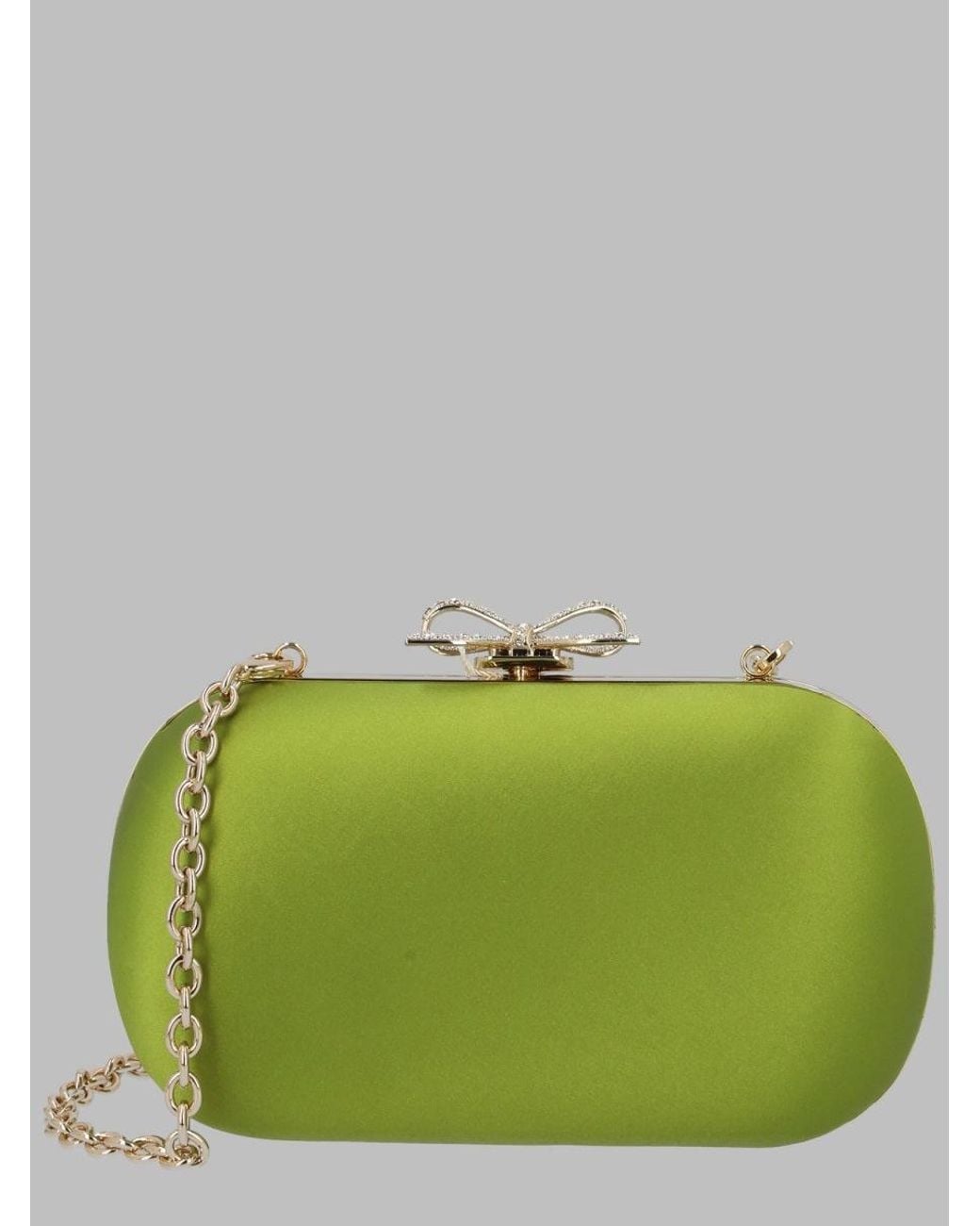 Self-Portrait Green Mini Clutch With Scalloped Design