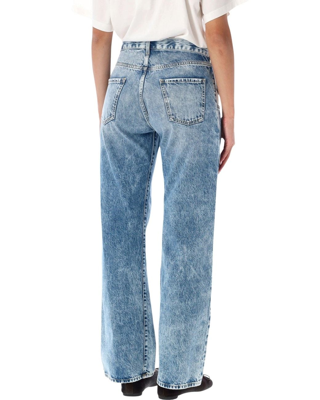 Maison Margiela Blue High-Rise Wide-Leg Jeans With Patch Pockets
