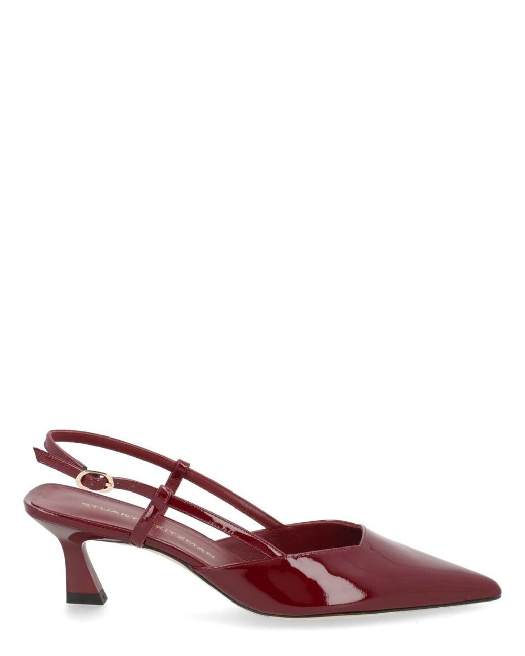 Stuart Weitzman Red Bordeaux Pu Coated Calf Lthr Cow Lthr Flats