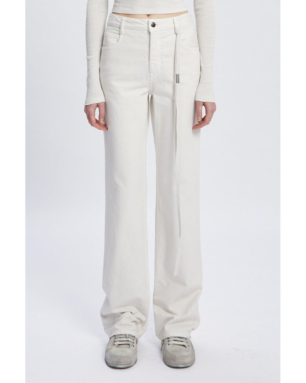 Ann Demeulemeester White Ona 5-Pockets Slim Fit Flared Trousers