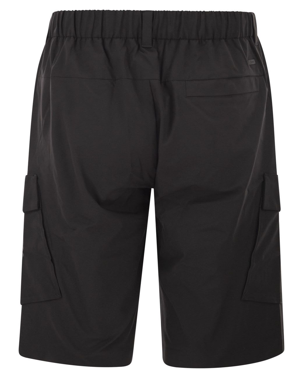 Herno Black Technical Fabric Cargo Bermuda Shorts for men