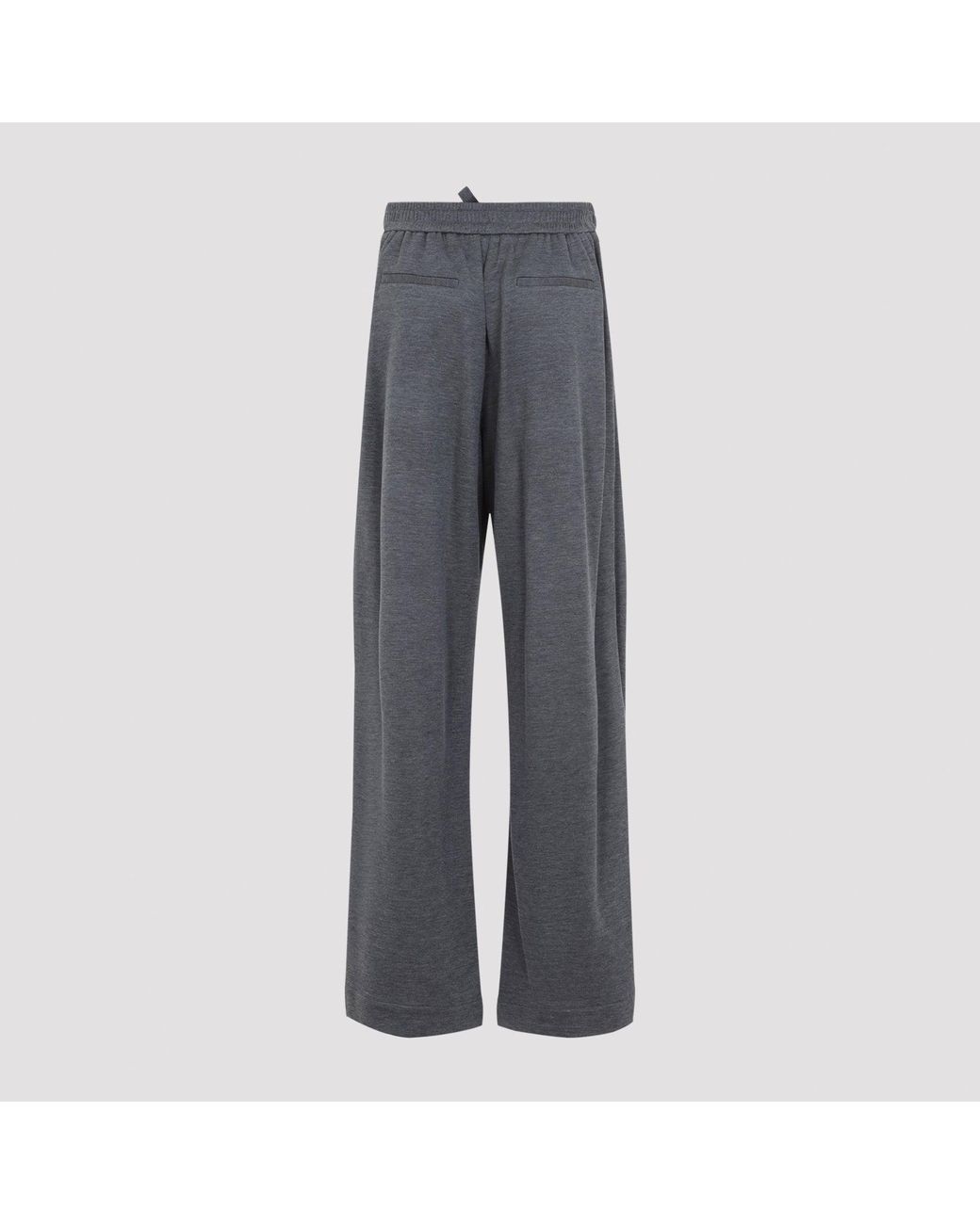 Brunello Cucinelli Gray Cotton-Silk Blend Pants