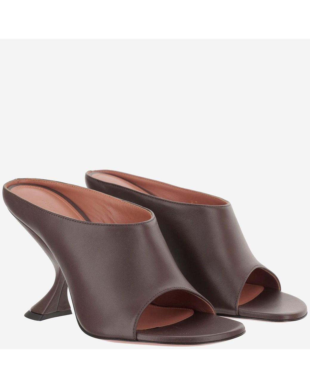 AMINA MUADDI Gray Coffee Open Toe Heels