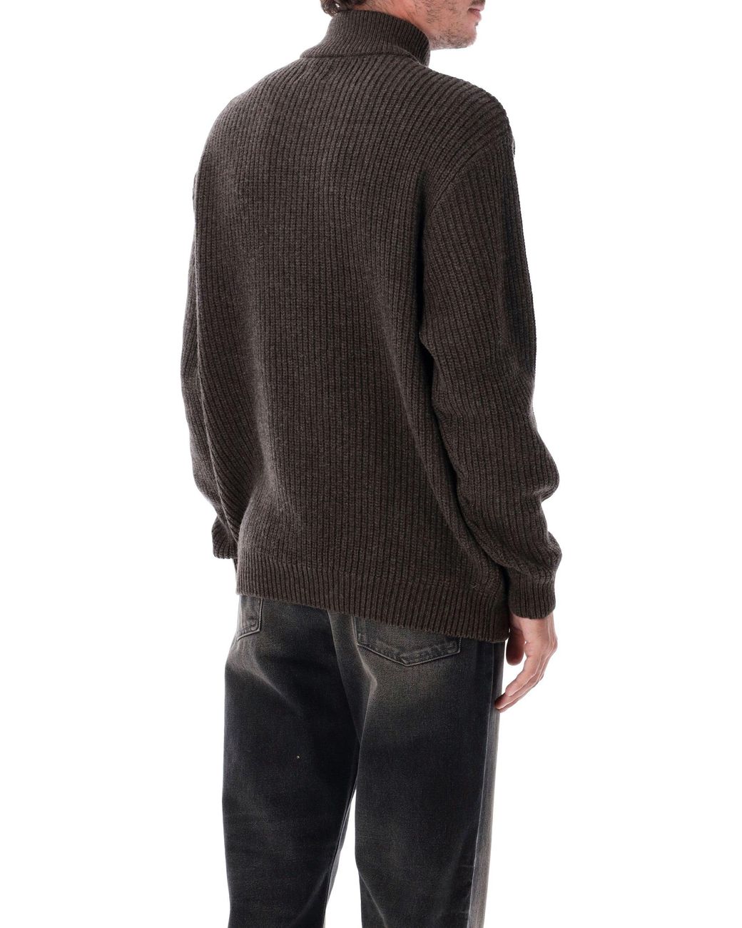 COLORFUL STANDARD Black Recycled Merino Wool Quarter-Zip Mock Neck Sweater