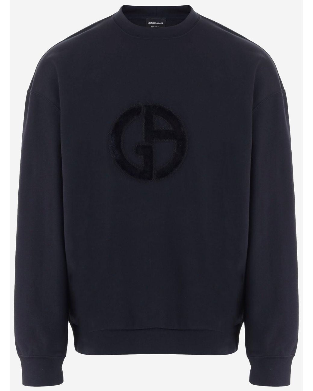 Giorgio Armani Blue Cotton Blend Sweatshirt With Logo