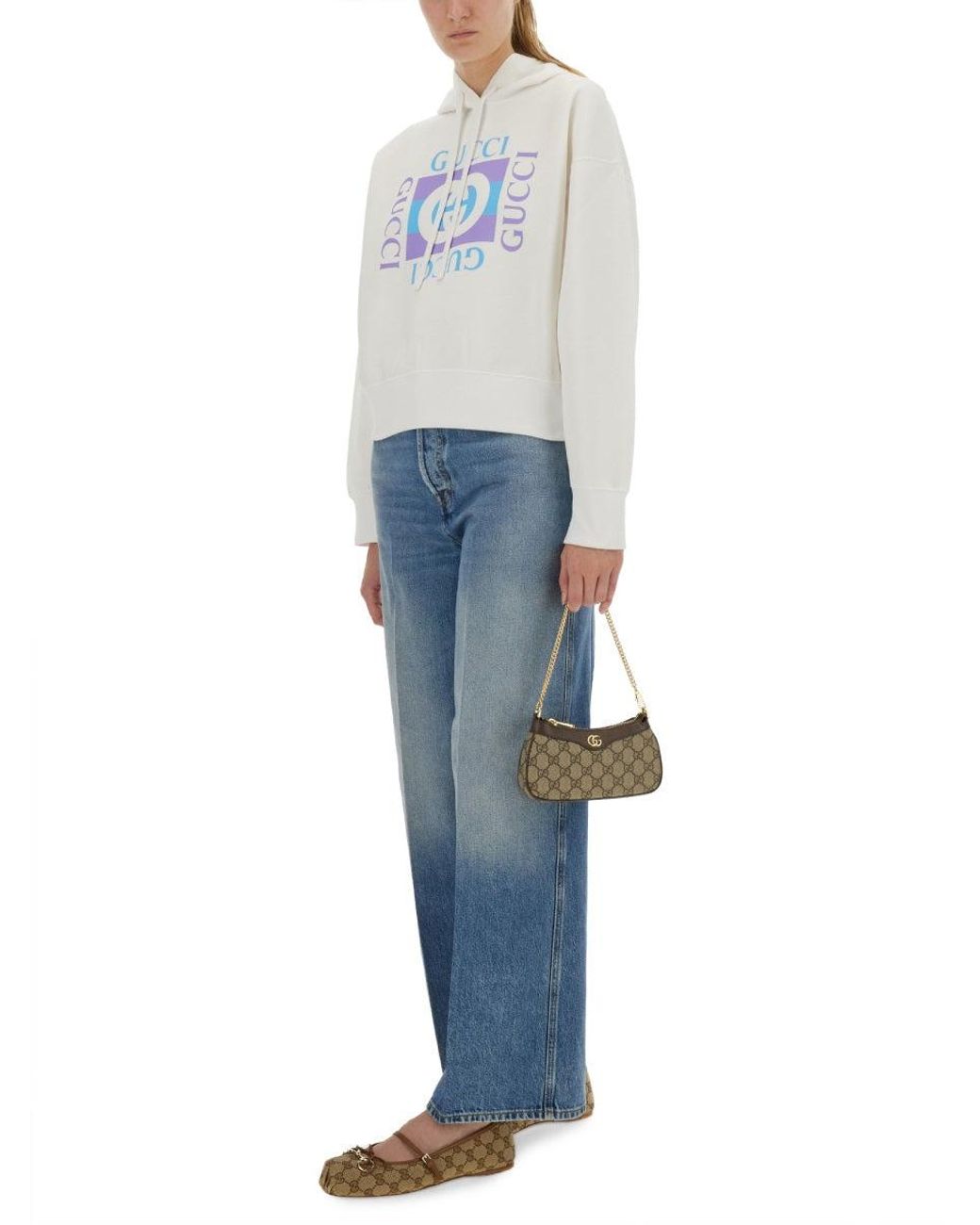 Gucci Blue Printed Cotton Hoodie