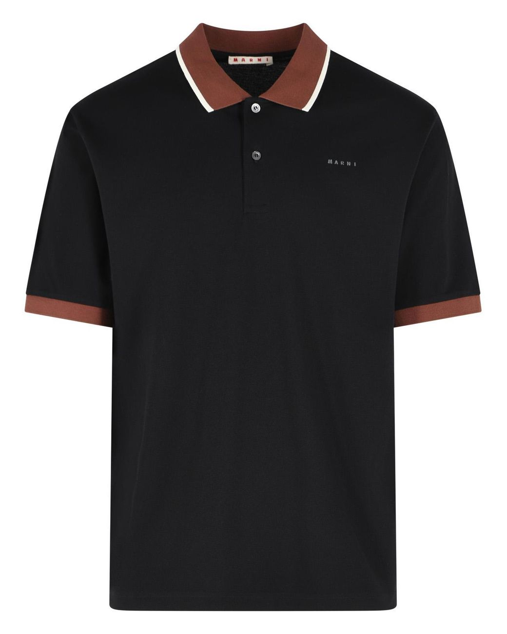 Marni Black Cotton Polo Shirt