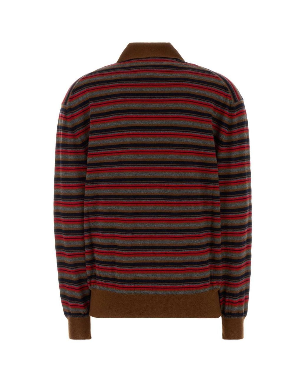 Prada Brown Embroidered Cashmere Polo Shirt For