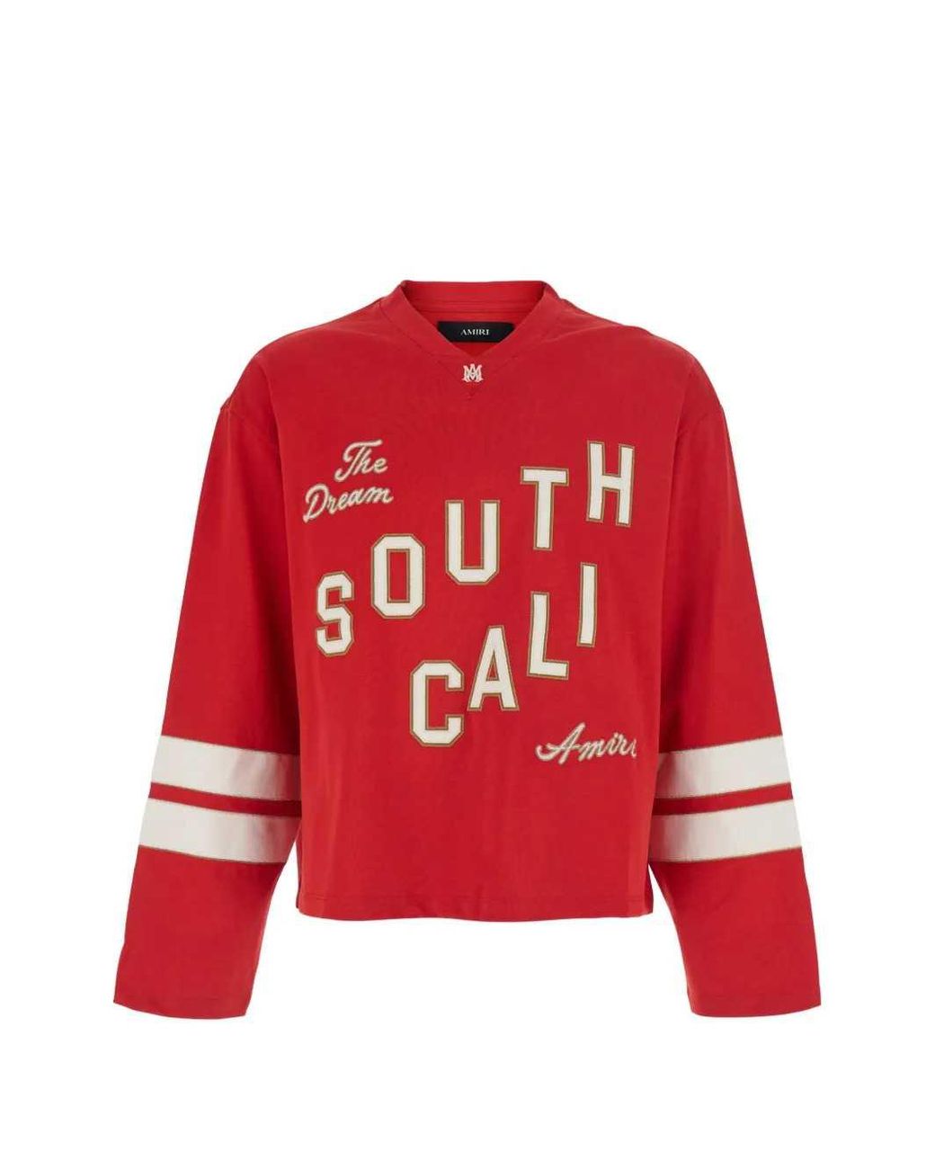 Amiri Red Graphic Print V-Neck Sweater for men
