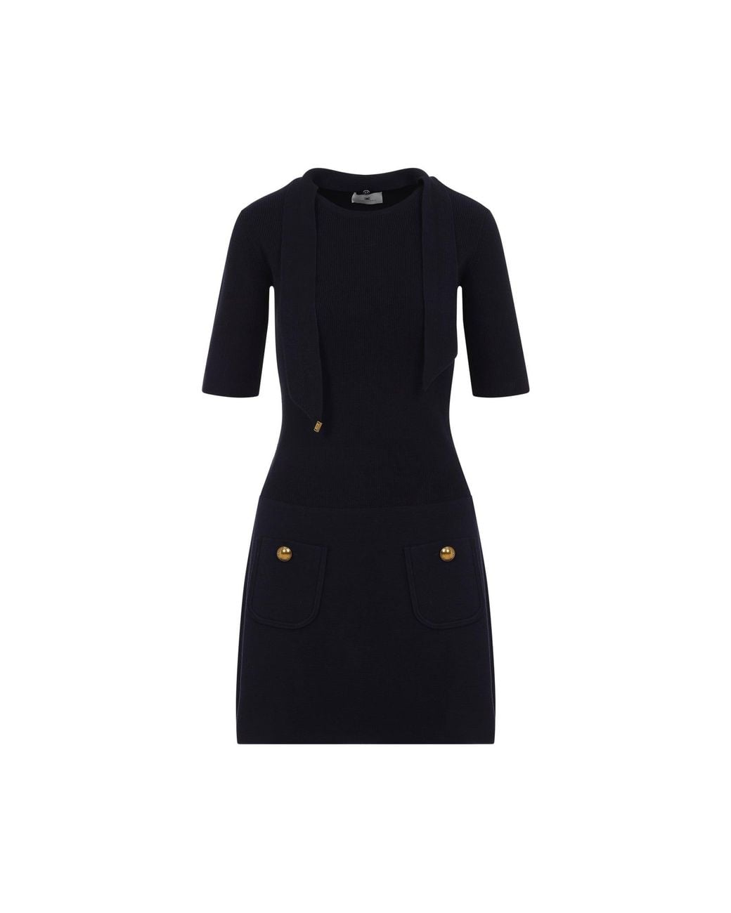 Elisabetta Franchi Black Blu Notte Knit Dress