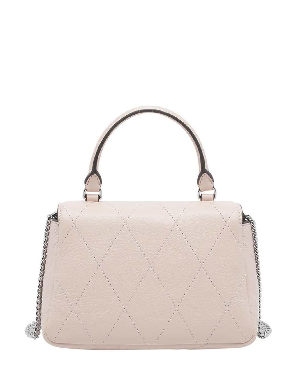 Tory Burch Natural Charlie Quilted Top Handle Chain Wallet
