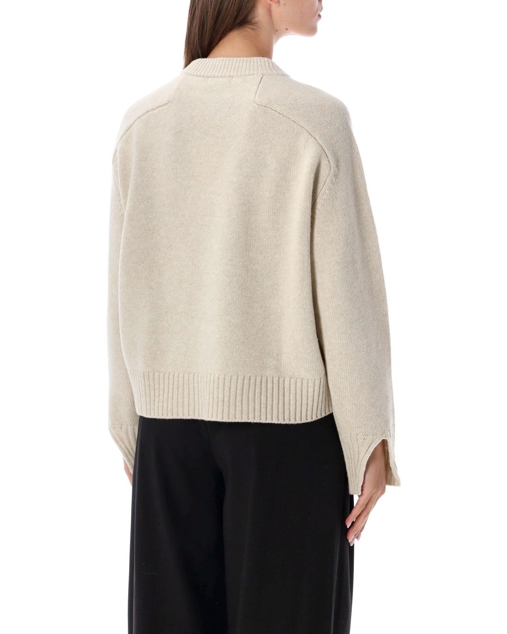 Soeur Natural Ribbed Trim Merino Wool Sweater
