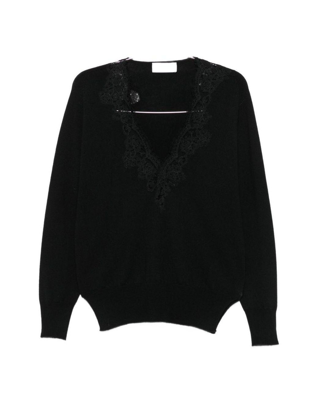 ERMANNO FIRENZE Black Wool V Necked Sweater