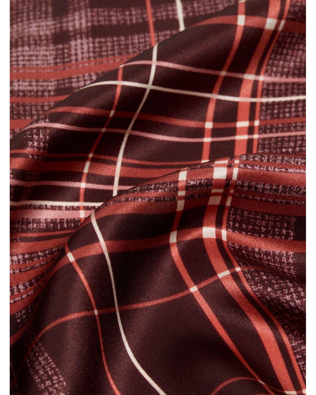 Acne Red Checked Silk Scarf