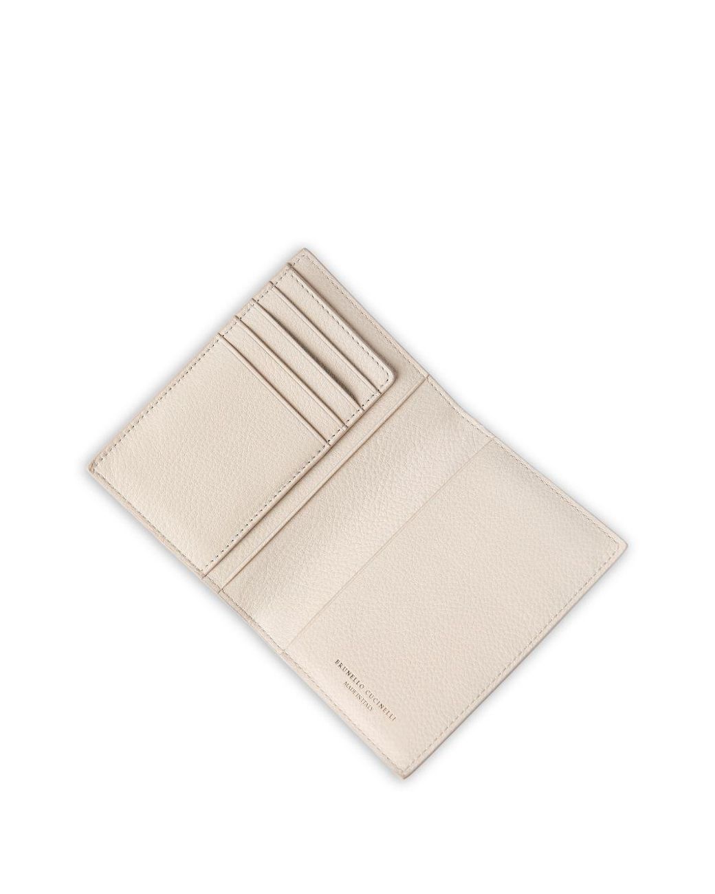 Brunello Cucinelli Natural Pass-Etui Aus Strukturiertem Leder
