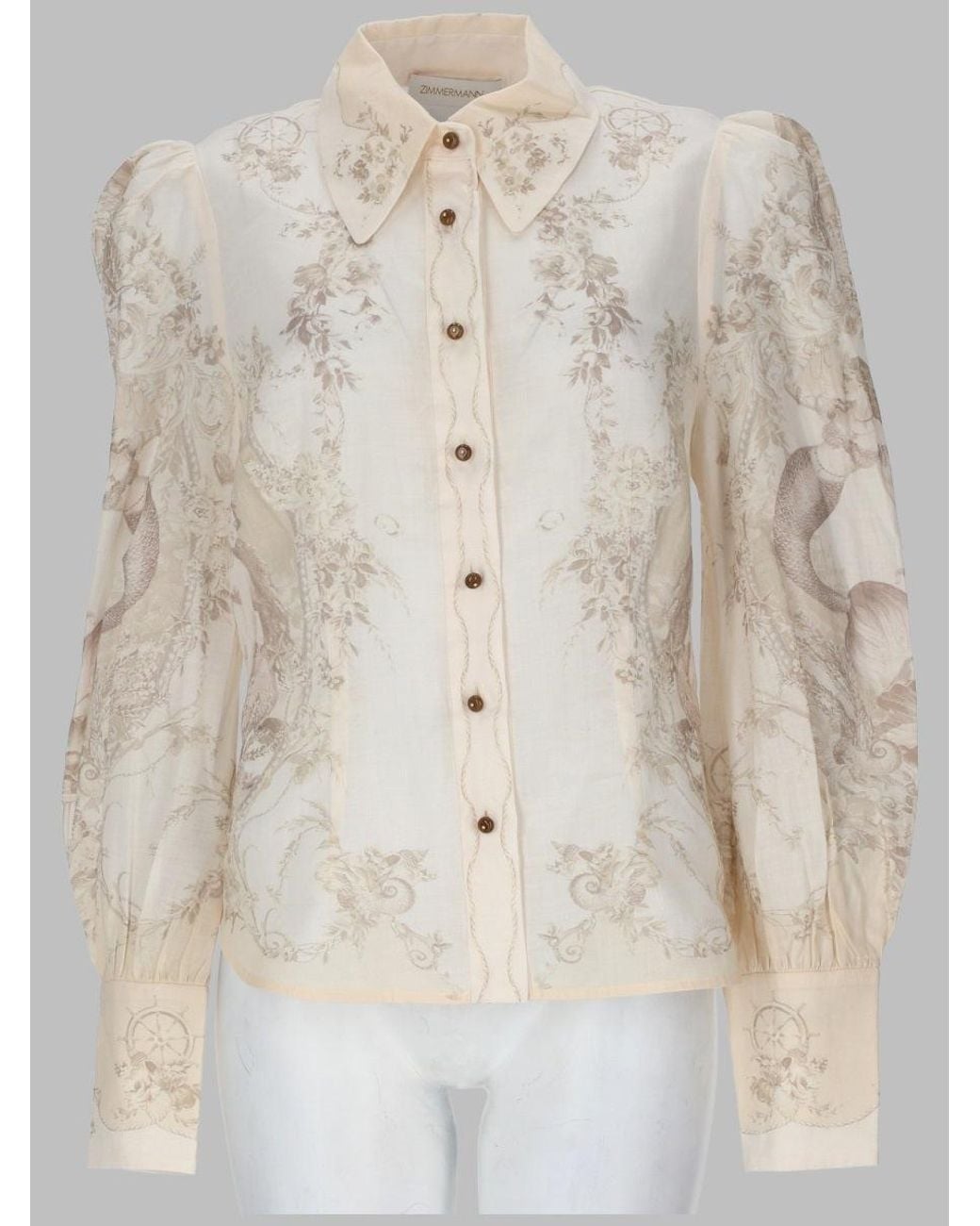 Zimmermann Natural Printed Shirt Ramie