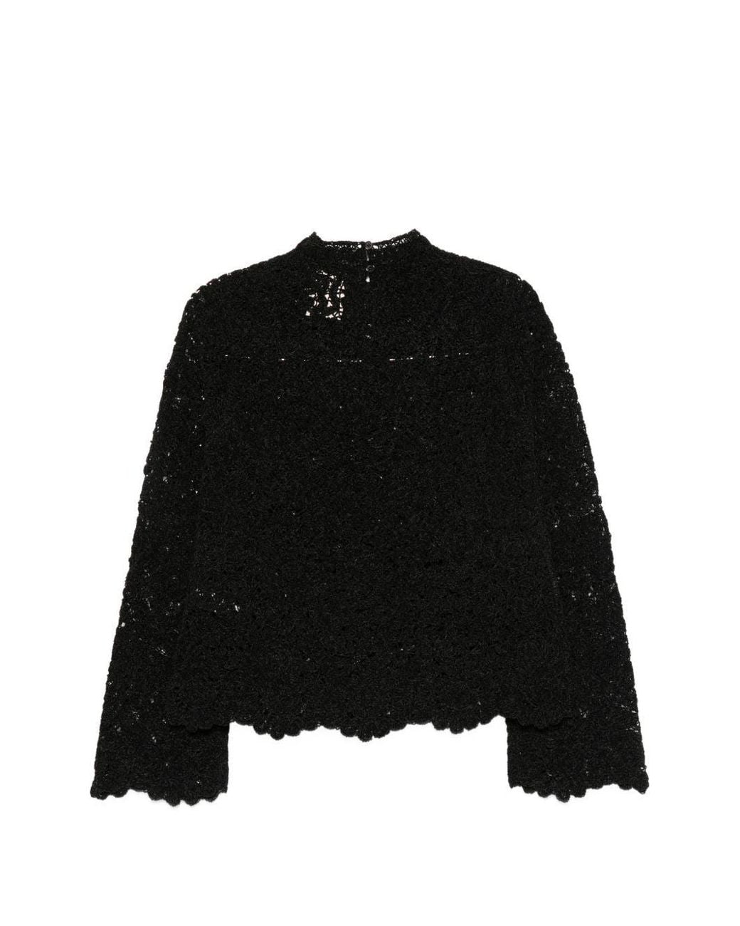 Semicouture Black Geneva Crochet Top